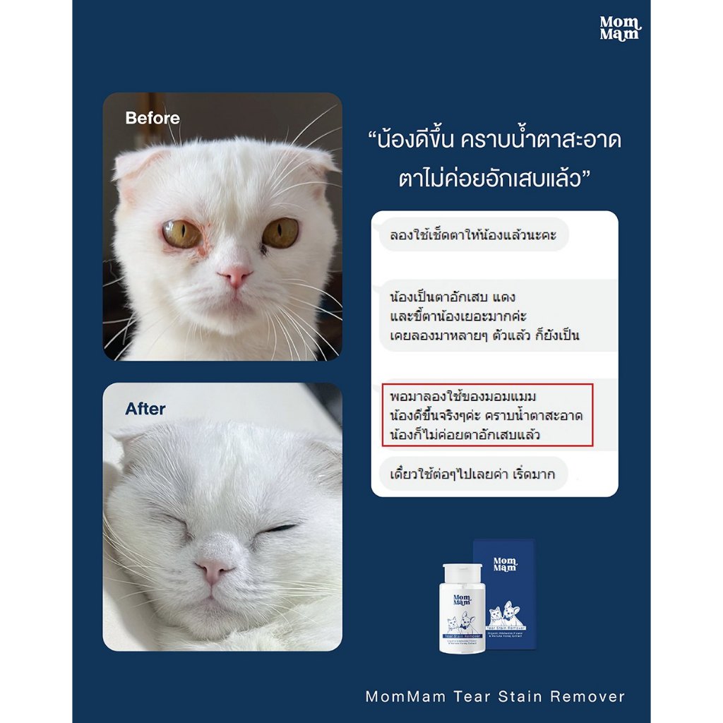 [3ขวด] มอมแมม น้ำยาเช็ดคราบน้ำตา แมว สุนัข สัตว์เลี้ยง ขนาด 100 มล. - Mommam Tear Stain Remover - รูปที่ 5