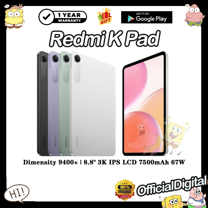 Redmi K Pad Mediatek Dimensity 9400+ 8.8" 3K IPS LCD 7500mAh 67W | สนับสนุน Google & ไม่มีไทย | Redm