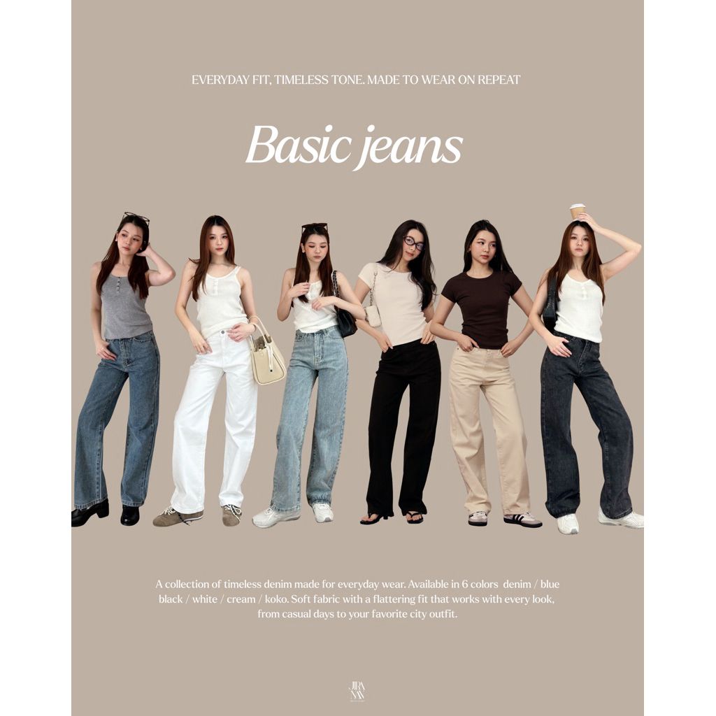JS6561 Basic Jeans รุ่นแนะนำ ยีนส์ทรงกระบอก ผ้าไม่ยืด