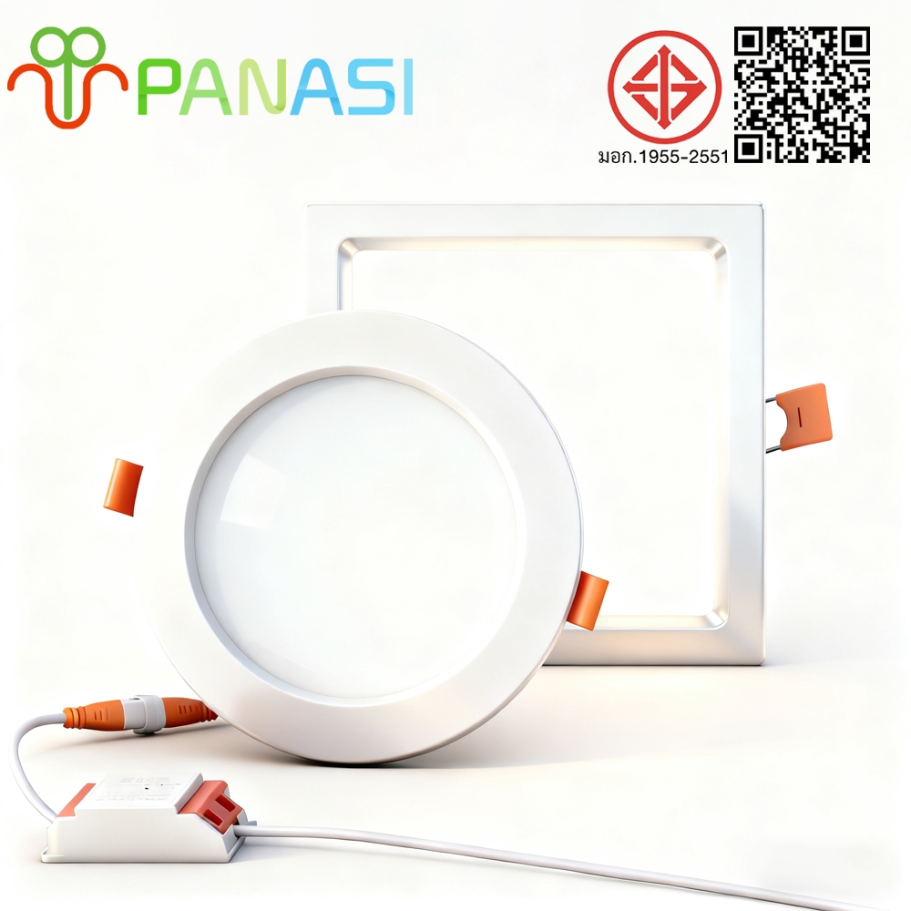 Panasi โคมไฟดาวน์ไลท์ ฝังฝ้า LED ฝังฝ้า ติดฝ้าเพดาน 18W 12W 9W 6W ดาวไลท์ แบบบาง กลม NO:KT810