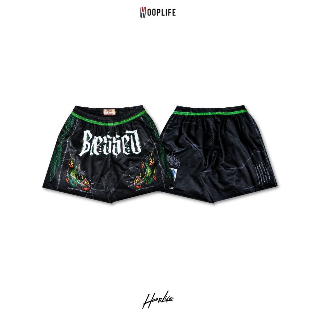 กางเกงขาสั้น กางเกงแฟชั่นเนวสตรีท HoopLife " Blessed " Mesh Shorts
