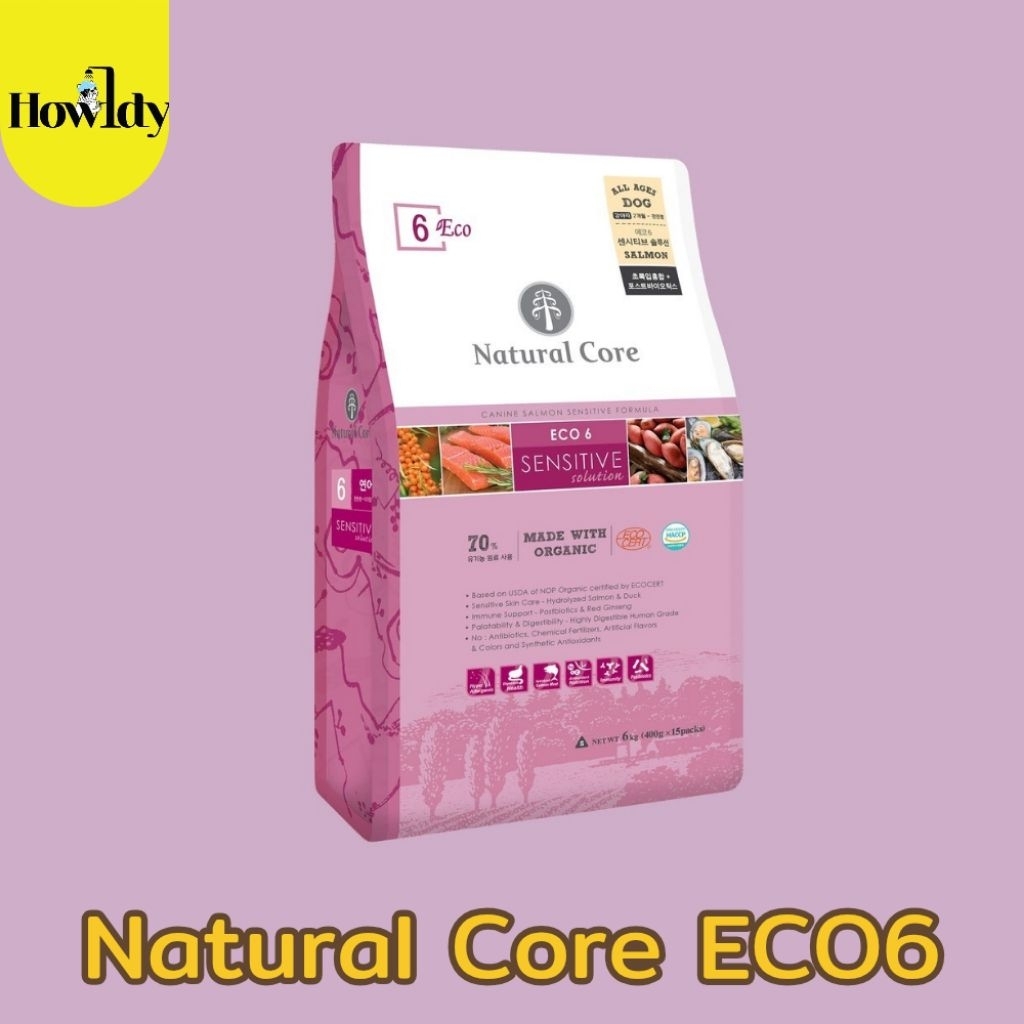 Natural Core ECO6 Salmon อาหารสุนัข สูตรเนื้อปลาแซลมอน ขนาด 2-2.4กก.