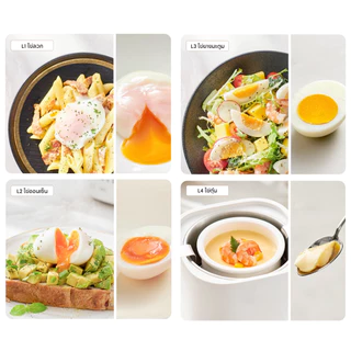 เครื่องต้มไข่ไฟฟ้า หม้อต้มไข่ 6 โหมด ต้มไข่ได้ 8 ฟองในครั้งเดียว พร้อมถ้วยนึ่ง ตะแกรง รับประกัน 1 ปี