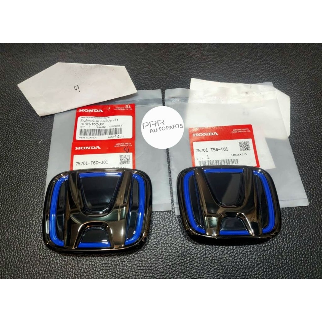 1คู่ โลโก้ H E-HEV หน้ากระจังและท้ายรถ สีดำโครม BLACK CHROME HONDA CIVIC FE E-HEV RS  2022-2025