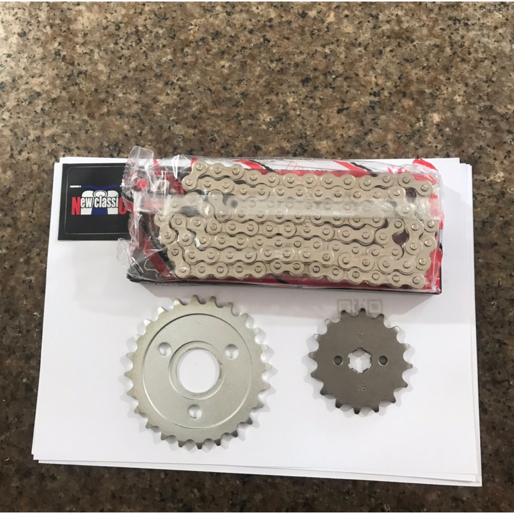 ชุดโซ่เสตอ16/24monkey.Gorilla.Bajaเหมาะสำหรับเครื่องกำลังเหลือๆเครื่องyx170เครื่องw190/212ccDaytona1