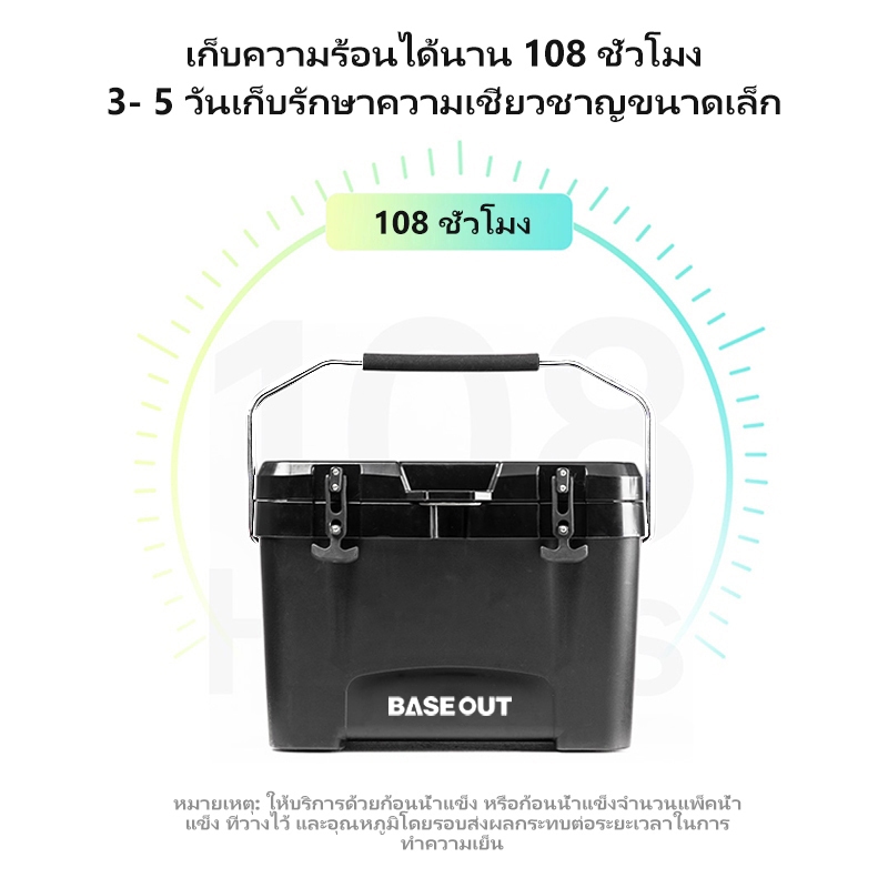 BASE OUT 26Lกล่องฉนวนกันความร้อนกลางแจ้งแคมป์ปิ้งกล่องเก็บความเย็นความจุขนาดใหญ่ - รูปที่ 6