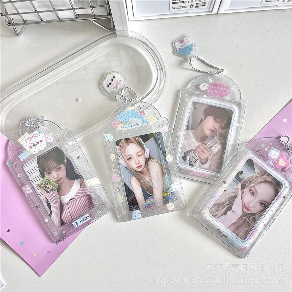 พร้อมส่งจากไทย🇹🇭 เฟรมการ์ด PVC ที่ใส่การ์ดใสลายวิบวับน่ารักๆ