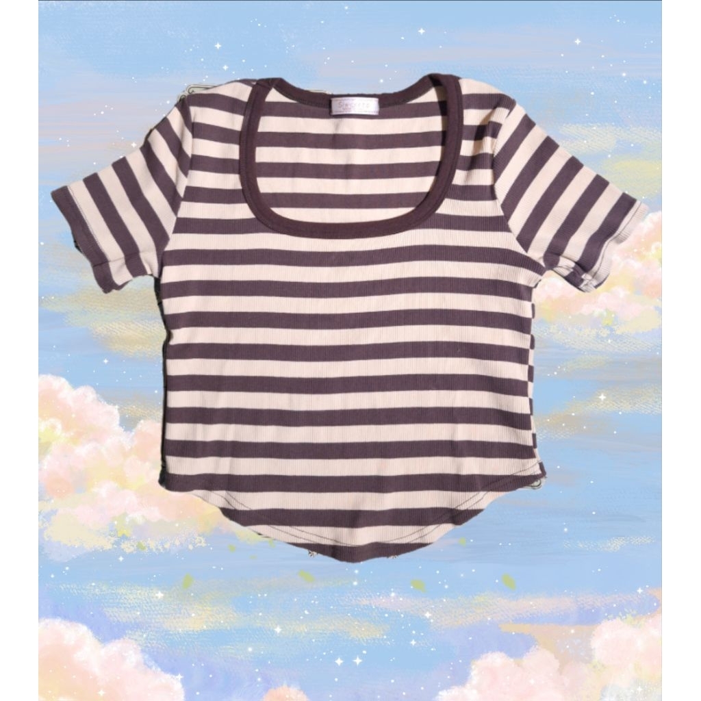 เสื้อลายทางคอเหลี่ยม ป้าย Siwashop