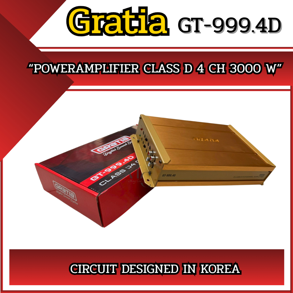 เพาเวอร์แอมป์ Gratia GT-999.4D แอมป์รถยนต์ 4 แชนแนล Class D พลังแรง 3000 วัตต์