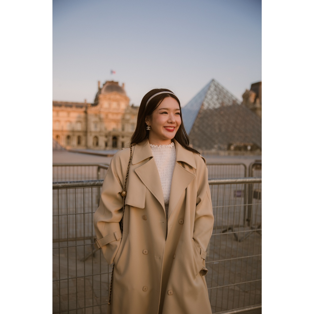 Melon trenchcoat สีเบจ เทรนโค้ททรงสวย รุ่นนี้การันตีว่าผ้าดีมาก