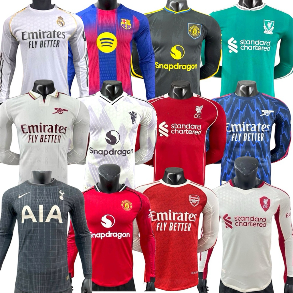เสื้อกีฬาฟุดบอลแขนยาวเกรดแพ่เยอเสื้ออย่างเดียวไม่มีกางเกง