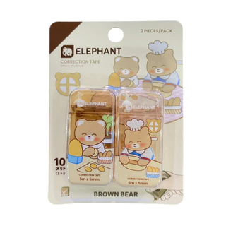 (KTS)เทปลบคำผิด ตราช้าง Correction BROWN BEAR ขนาด 5m. x 5mm. ( บรรจุ 2 อัน / แพ็ค ) คละลาย !!!