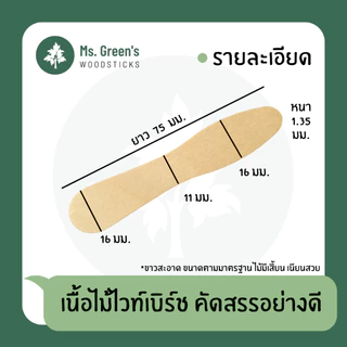 ไม้คละแบบ ช้อนจิ๋ว ช้อนไม้ ไม้เสียบ ไม้เว้า ไม้พาย ราคาถูก 50/100 ชิ้น/แพ็ค | Ms.Green's