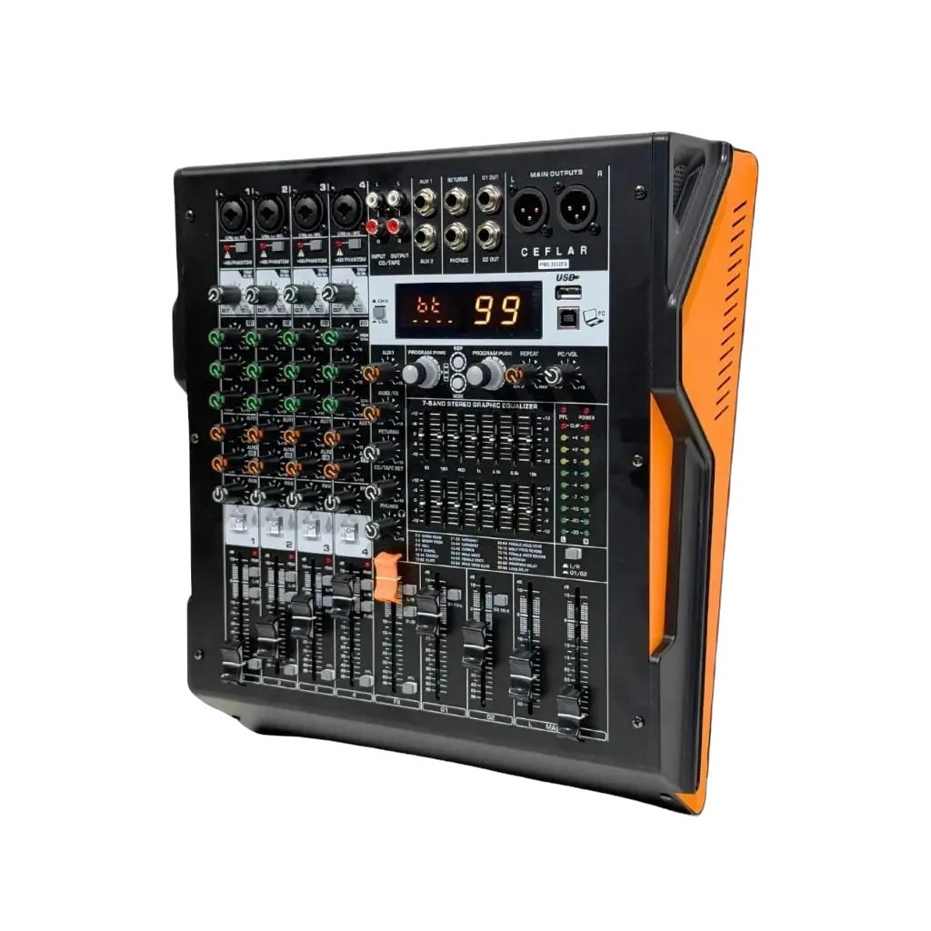 เพาเวอร์มิกเซอร์ 4CH Mic/Line EQ 3 Band เอฟเฟ็คแท้ ฟังก์ชันครบเครื่อง Bluetooth Ceflar รุ่น PMX-3502