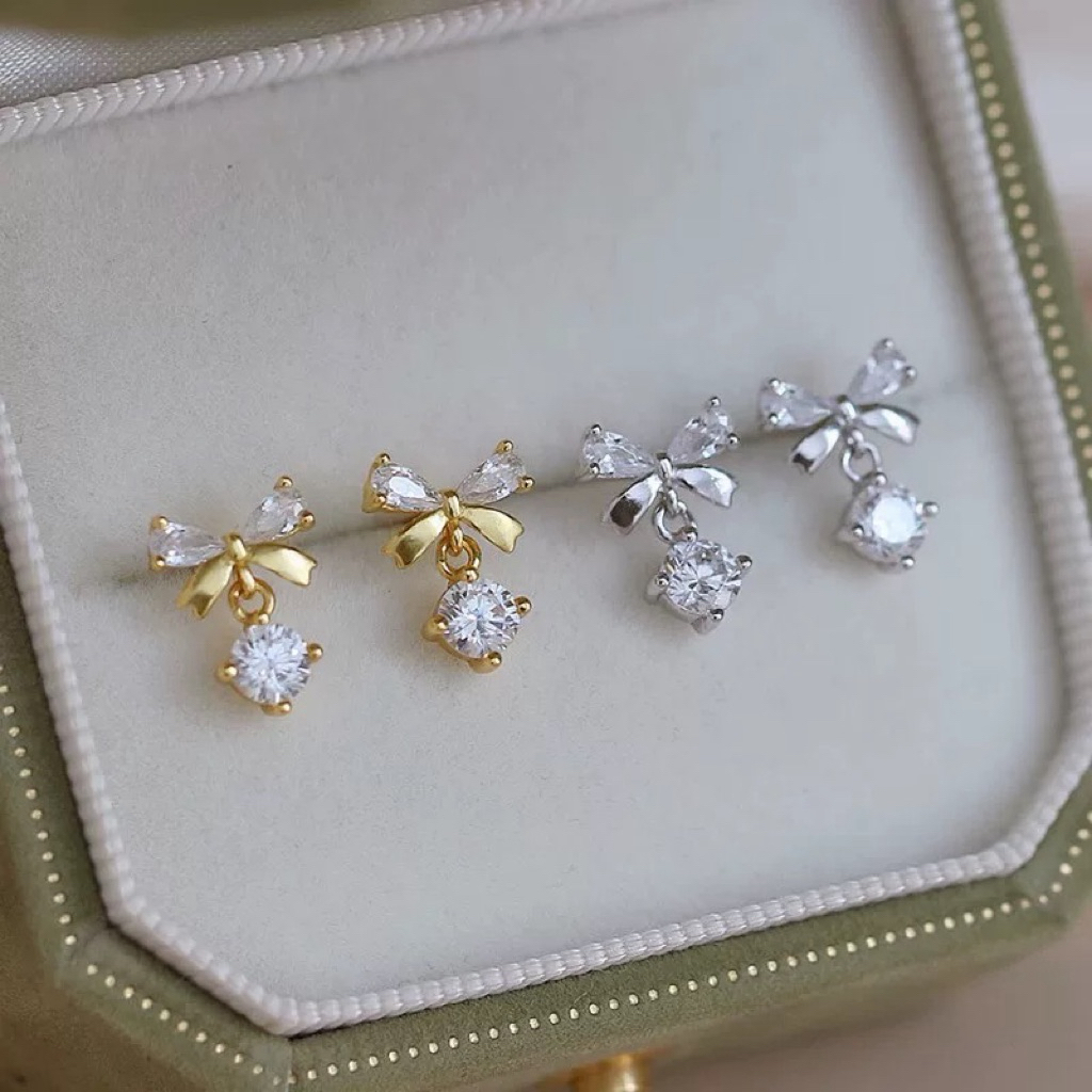🎀มีส่งด่วน🎀 ต่างหูโบว์ ต่างหูเงิน พร้อมส่ง 1 คู่
