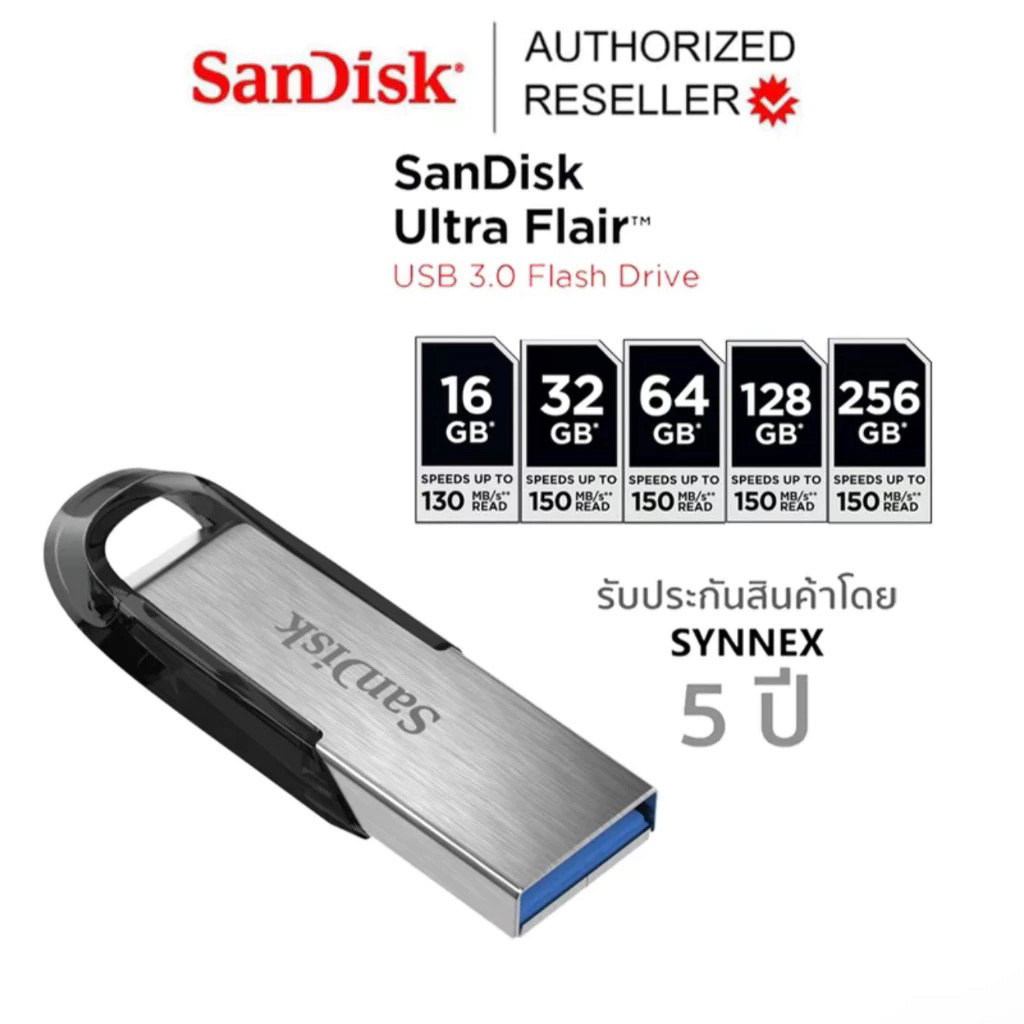 Sandisk แฟลชดิสก์ Flash Disk วัสดุโลหะ USB 3.0 - 16GB/32GB/64GB/128GB/256GB/512GB
