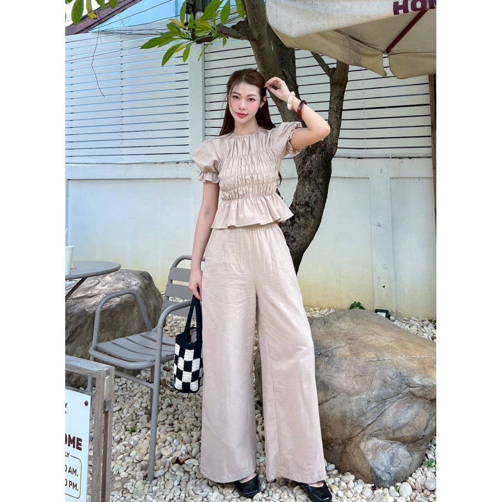 Teera❤️พร้อมส่ง✨🫶🏻งานชุดSet 2ชิ้น🌷ผ้าลินิน🌈เสื้อสม็อคทั้งตัวมาพร้อมกางเกงขายาวมีกระเป๋าล้วงสองข้าง💓ใส่ได้ทุกโอกาส nanny - รูปที่ 3