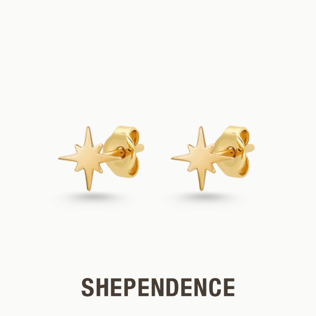 SHEPENDENCE ต่างหูหนีบ CELESTIAL Starburst Flake ประดับคริสตัลเกล็ดดาวกระจาย