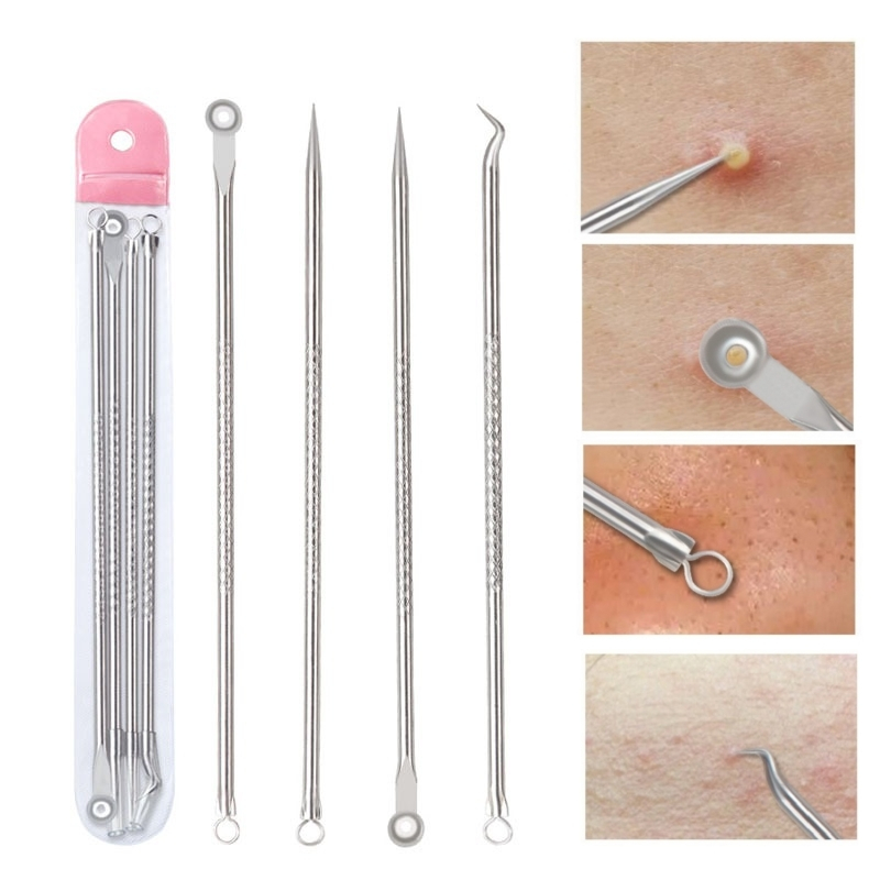 YOTAI ที่กดสิว ชุดกดสิว สแตนเลส อย่างดี 4 ชิ้น Acne Tools ที่กดสิว คุณภาพดี เครื่องกำจัดสิว ผิว