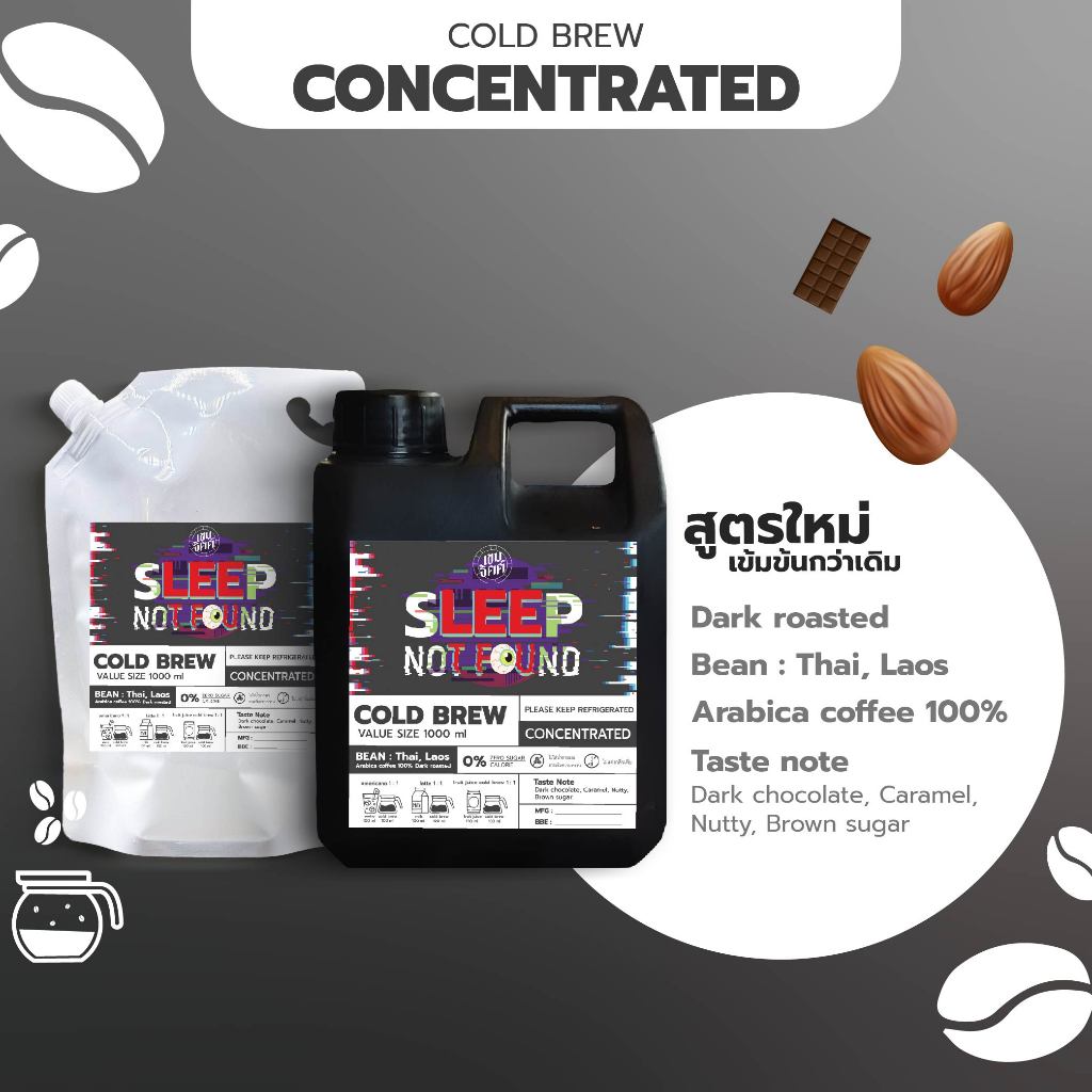 สินค้าขายดีส่งฟรี กาแฟCold brew คั่วเข้ม ละมุน กาแฟสกัดเย็น Concentrate หอม ละมุน กลมกล่อมขนาด1000ml รูปที่ 3