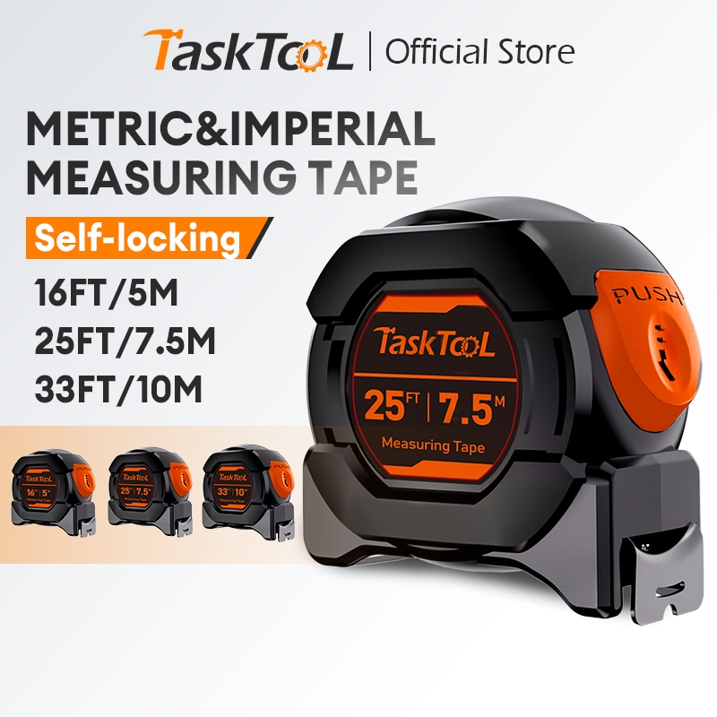TASKTOOL  5m/7.5m /10m เทปวัดเรืองแสง ตลับเมตร แท้  สเกลชัดเจน การวัดแม่นยำ  สายวัดพกพา