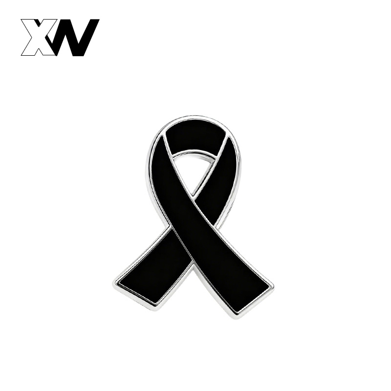 XWbrand    พร้อมส่ง เข็มกลัดริบบิ้นสีดำสุภาพ วัสดุโลหะผสม ดีไซน์ล็อกแบบผีเสื้อ เหมาะสำหรับงานไว้อาลั
