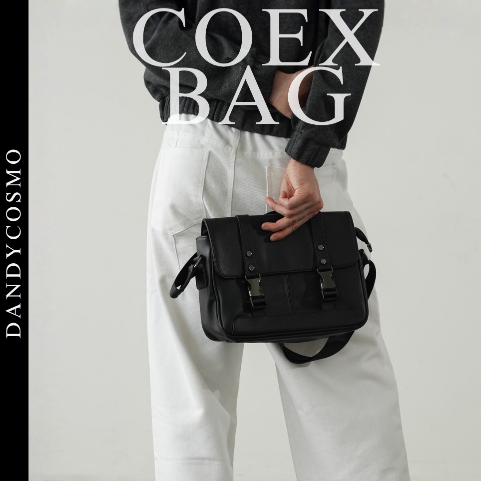 DANDY COSMO | กระเป๋าหนัง สะพายข้าง รุ่น COEX ดีไซน์  Minimal อะไหล่สี Black Metal Vegan Leather