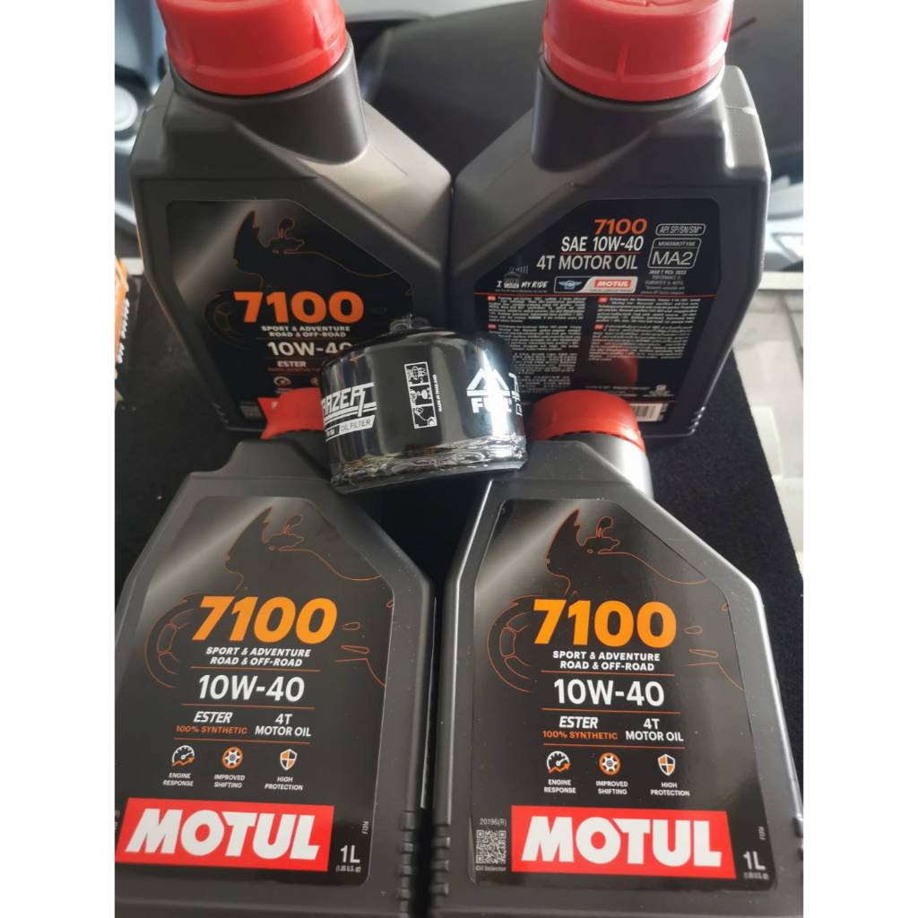 ชุดถ่ายน้ำมันเครื่อง MOTUL 7100 10W-40 4 ลิตร ฟรีกรองน้ำมันเครื่อง Royal Enfield Interceptor 650