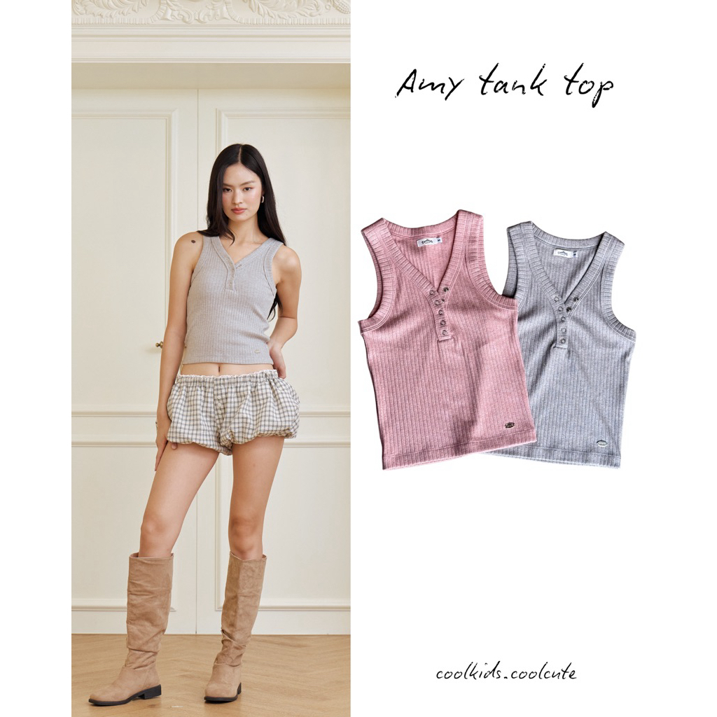 Coolkids.Coolcute | Amy Knit Tank Top เสื้อกล้ามกระดุมแป๊ก ผ้าไหมพรมทอผสมglitter