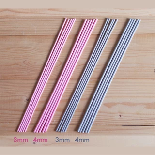 ก้านไฟเบอร์ดูดน้ำหอม 3mm 4mm ยาว 25cm 10/50 ก้าน สีพาสเทล ชมพู เทา