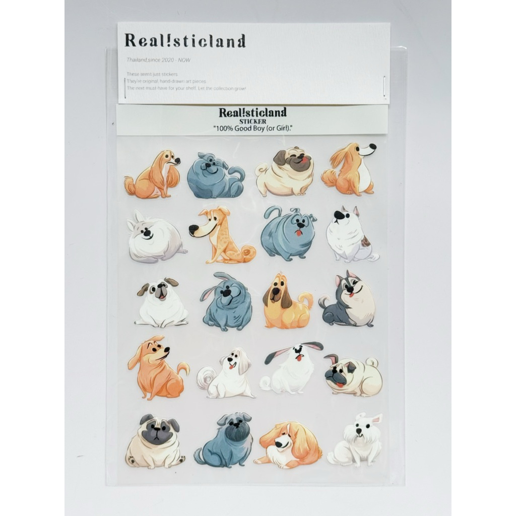 สติ๊กเกอร์ลายสุนัข ขนาด 5*7 นิ้ว แบรนด์ Realisticland