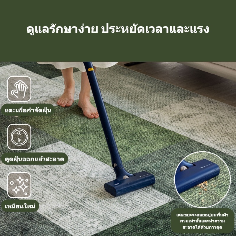 MATELIER พรมปูพื้น พรม พรมห้องนอน พรมนั่งเล่น พรมสีเขียว พรมขนสั้น แต่งบ้าน แต่งห้องนอน พรมวินเทจ พรมใหญ่ หนานุ่ม Carpet ราคา ถูกที่สุด ดีลบีเคเค แกลเลอรีภาพที่ 8