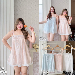 /JR/ มินิเดรสสายเดี่ยว สาวอวบ ไซส์อก38-50 ผ้าโรซี่ลายดอกคุณห…