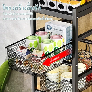 ชั้นวางของแคบ 25cmโครงเหล็ก 3/4/5ชั้น ประเภทลิ้นชัก ชั้นวางของ มาพร้อม 4 ล้อ