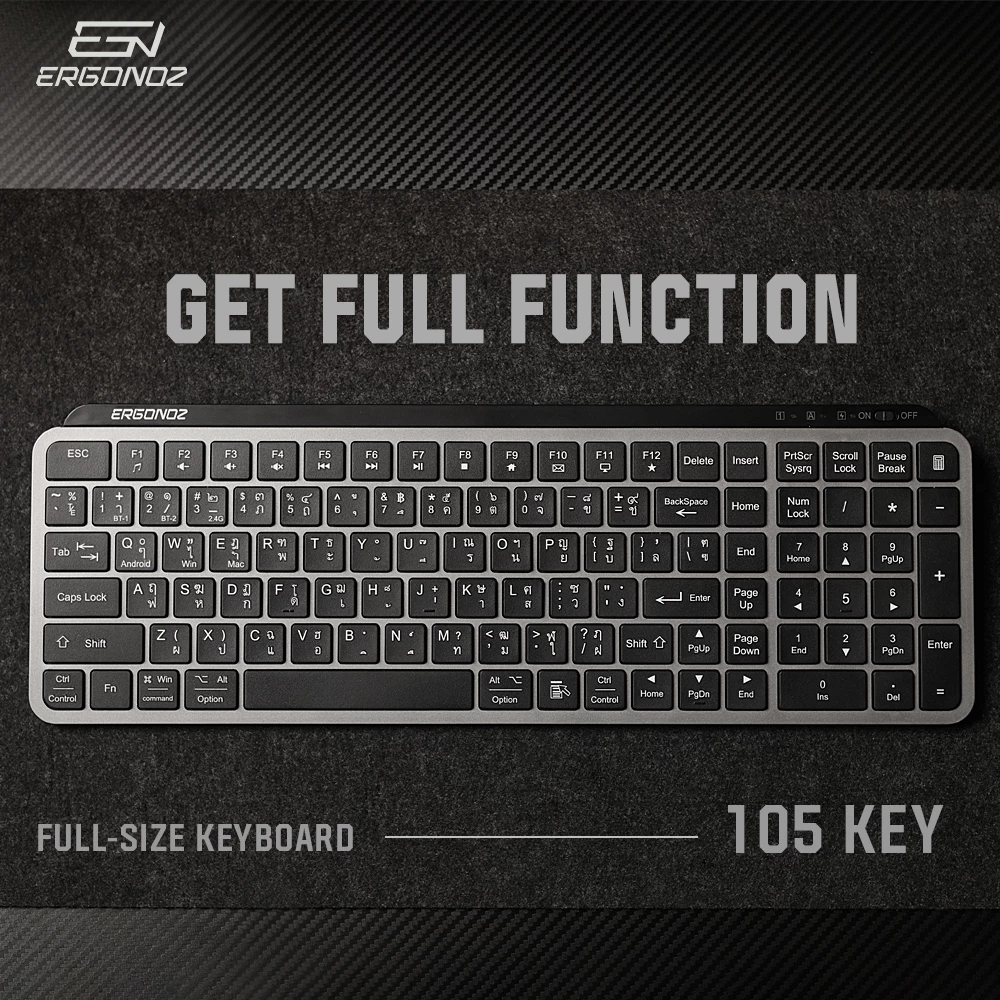 Ergonoz Keyboard KB01 คีย์บอร์ดไร้สาย 2 ระบบ รองรับทั้ง 2.4GHz และ Bluetooth thumbnail 9