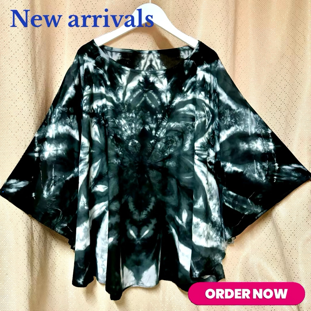เสื้อดำ เสื้อมัดย้อม ทรงค้างคาวคอกลม🖤 ผ้าไม่ยืดแนะนำเผื่อไซส์ - รูปที่ 5
