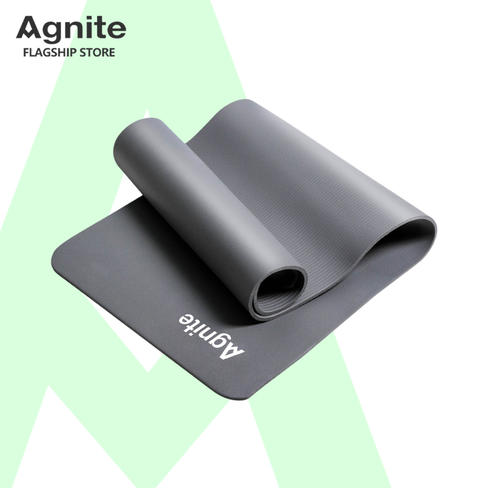 Agnite (ของแถมฟรี) เสื่อโยคะ เสื่อออกกำลังกาย แผ่นรองโยคะ เบาะพื้นกันลื่น พกพาง่าย หนาพิเศษ Yoga Mat