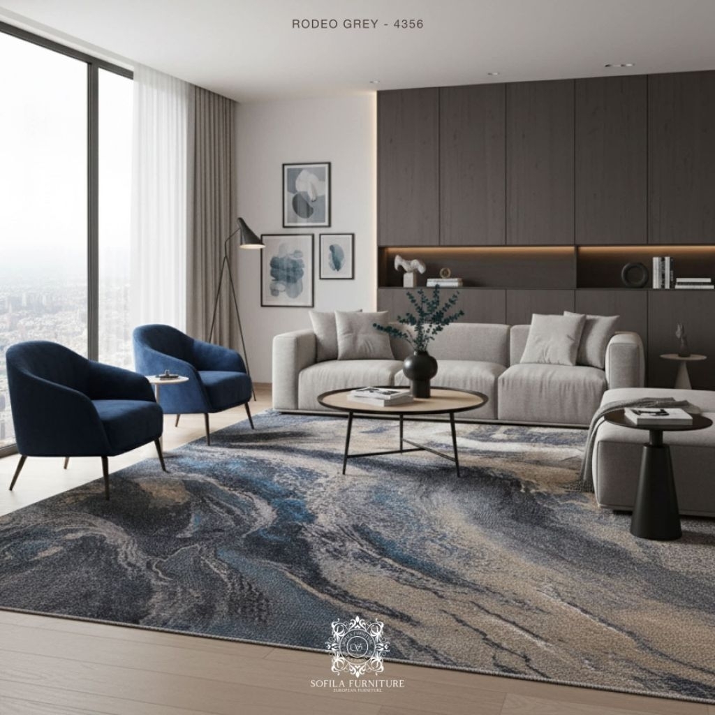 ✨ Rodeo Rug  –Brown Perfect Fit for Your Room✨พรม Rodeo เติมเต็มบ้านให้สมบูรณ์แบบ Grey Code 4356