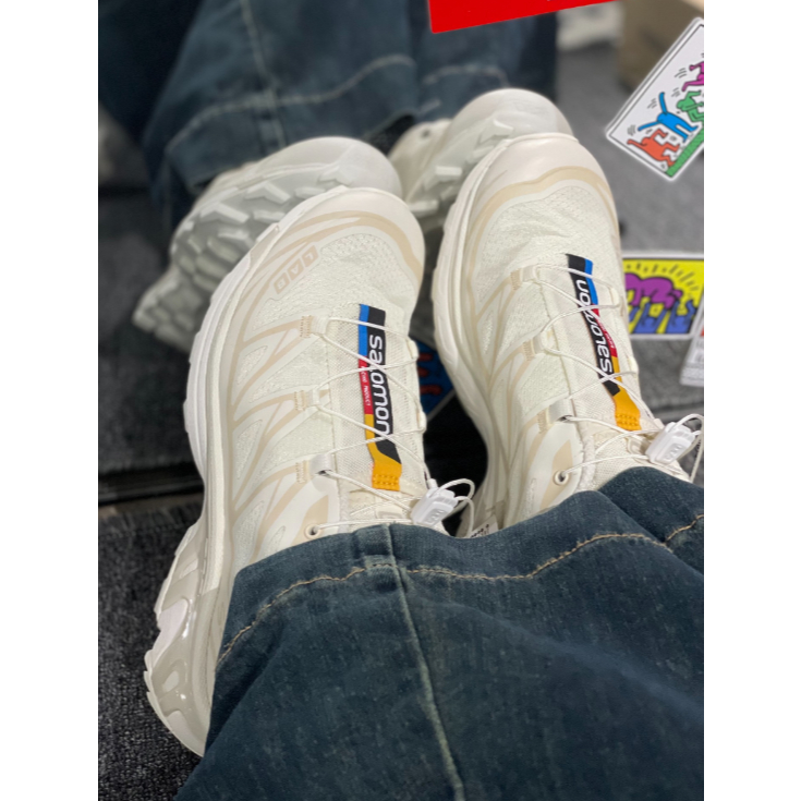 SALOMON SALOMON XT-6 ชุดลำลองร้อยชุดดูดซับแรงกระแทกการห่อหุ้มน้ำหนักเบารองเท้าทำงานกลางแจ้งต่ำข้าวขาว - รูปที่ 3