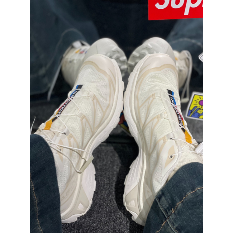 SALOMON SALOMON XT-6 ชุดลำลองร้อยชุดดูดซับแรงกระแทกการห่อหุ้มน้ำหนักเบารองเท้าทำงานกลางแจ้งต่ำข้าวขาว - รูปที่ 2