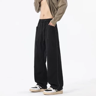 B&R กางเกงลำลอง Casual Pants กางเกงเอวยางยืด การออกแบบเส้น ทรงหลวมใส่แล้วดูผอม รุ่นใหม่ แฟชั่นแมทช์ง่าย
