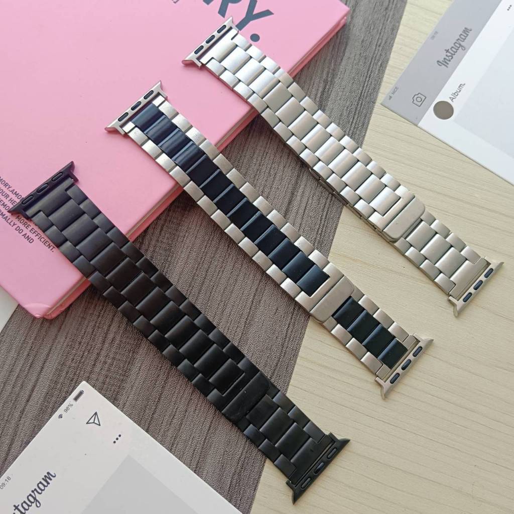 ZMZ สายนาฬิกา Smartwatch สายเหล็ก3ข้อ แบบแม่เหล็ก ขนาด 38/40/41/(S10)42mm 42/44/45/46/49mm