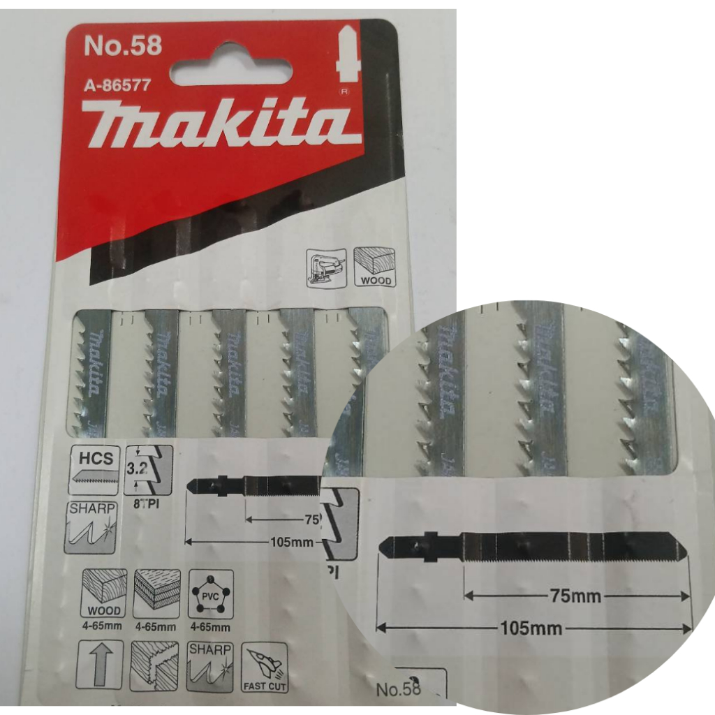 ใบเลื่อยจิ๊กซอว์ MAKITA แท้ #1 #2 #3 #58 #B-10S #B-21( 1 ใบ)