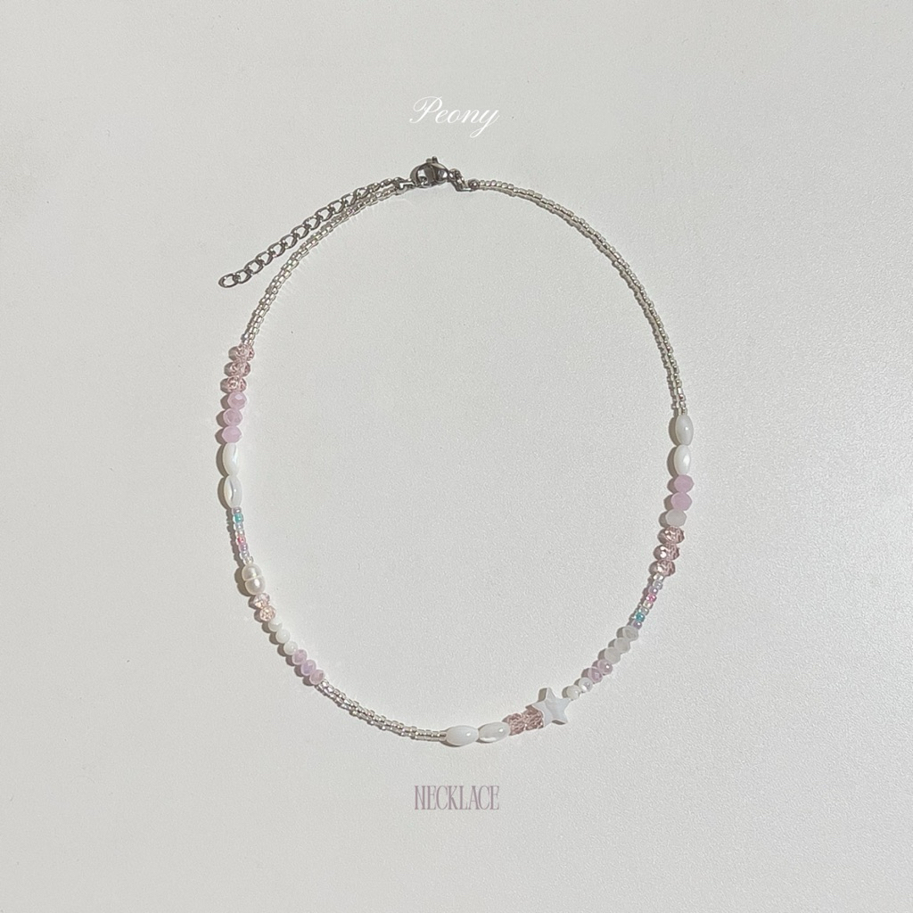 Peony necklace สร้อยคอลูกปัดและคริสตัล ✨