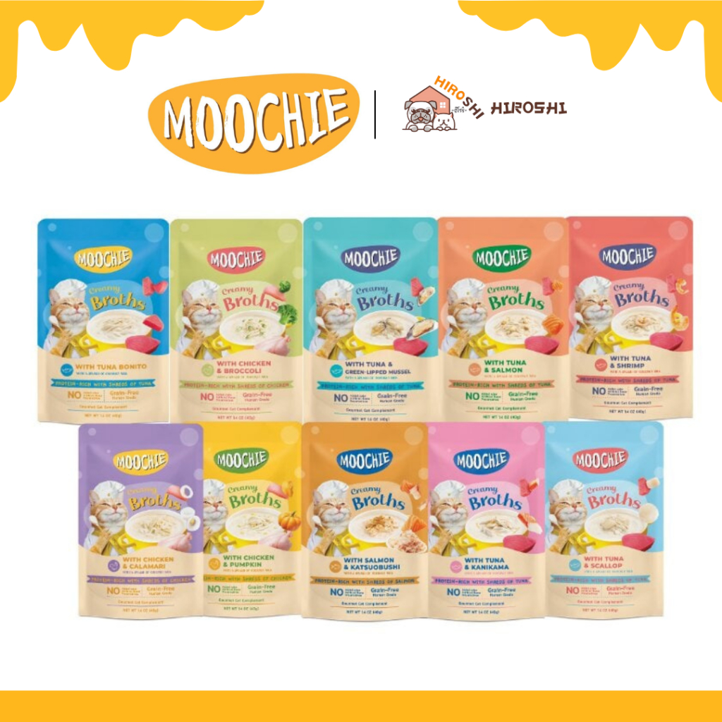 อาหารเปียกแมวมูชี่ Moochie Creamy Broths อาหารเปียกแมว ซุปแมว ขนาด 40 กรัม