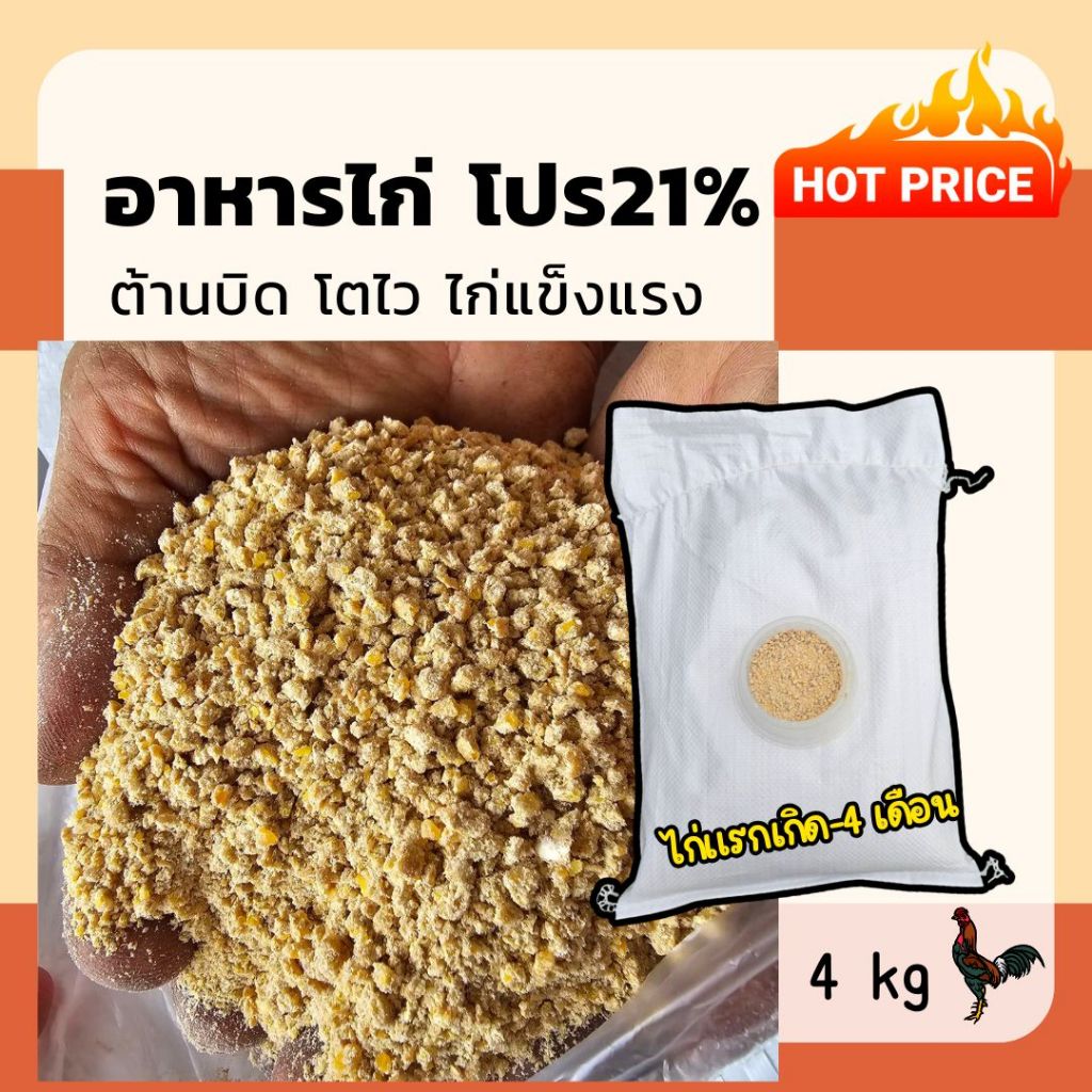 [2ถุง=8kg] อาหารไก่โปร21% ต้านบิด อาหารไก่แรกเกิด-2เดือน - รูปที่ 2