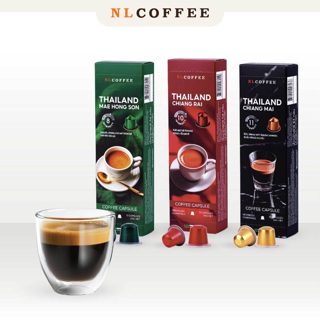 NLCOFFEE กาแฟแท้คั่วบดชนิดแคปซูล ตรา เอ็นแอลคอฟฟี่ (Capsule)