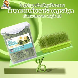 PETLUSCI หญ้าแมวฟรีซดราย ขนมแมว 640กรัม ผลิตจากต้นอ่อนข้าวสาลี ลดการสำลักขน ผสมอกไก่แท้ โปรตีนสูง