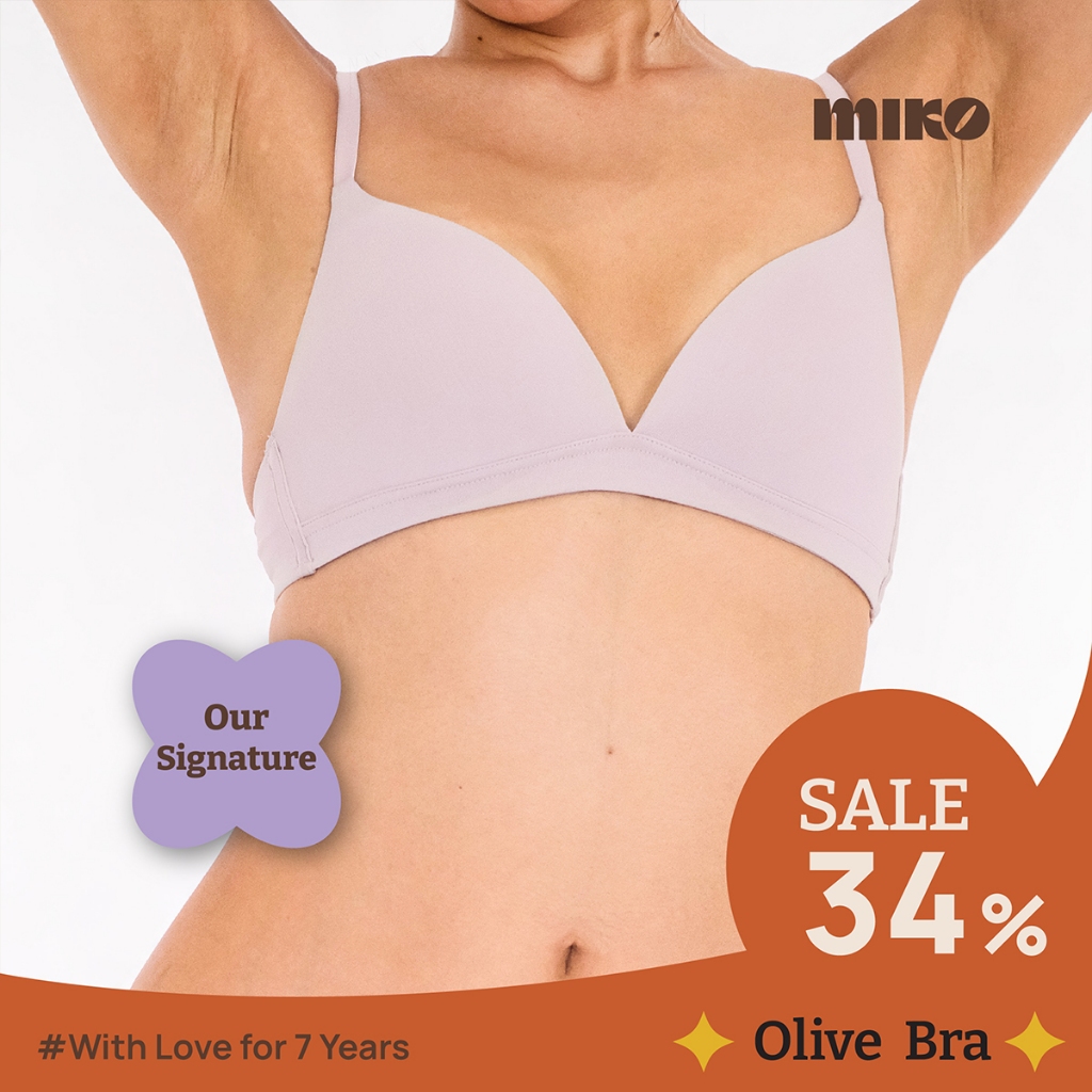 MIKO - Olive Bra บราไร้โครง ไร้ฟองน้ำ เต้าบราตื้น เหมาะกับคนอกเล็ก บราสำหรับคนอกเล็ก