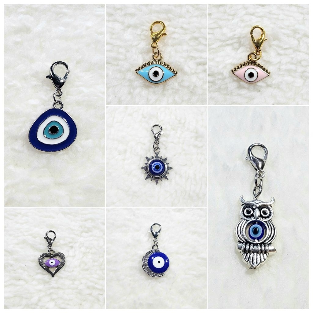 Clip >> จี้ EVIL EYE 🧿ที่ห้อยมือถือ ที่ห้อยโทรศัพท์ ที่ห้อยกระเป๋า พวงกุญแจ Pendant Hamsa Wicca เครื่องราง ของขวัญปัจฉิม